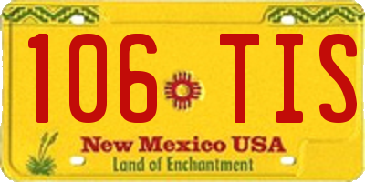 NM license plate 106TIS
