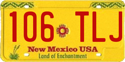 NM license plate 106TLJ