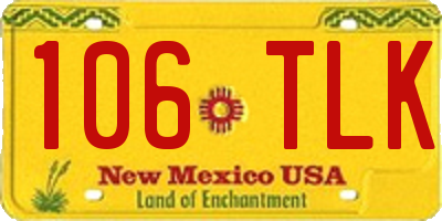 NM license plate 106TLK