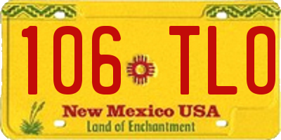 NM license plate 106TLO