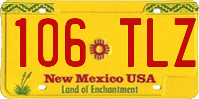 NM license plate 106TLZ