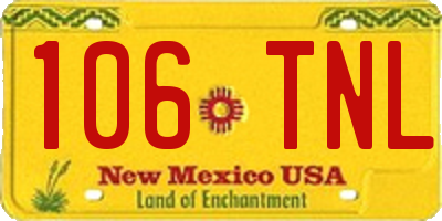 NM license plate 106TNL