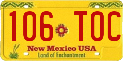NM license plate 106TOC