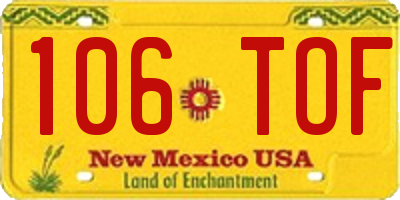 NM license plate 106TOF