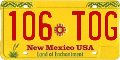 NM license plate 106TOG