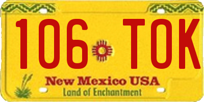 NM license plate 106TOK