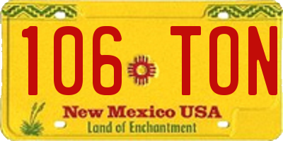 NM license plate 106TON