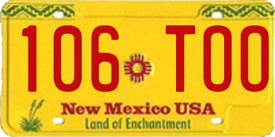 NM license plate 106TOO