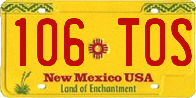NM license plate 106TOS