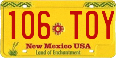 NM license plate 106TOY