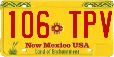 NM license plate 106TPV