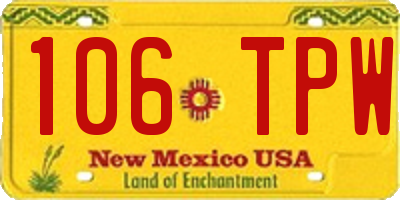 NM license plate 106TPW