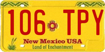 NM license plate 106TPY