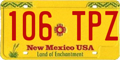 NM license plate 106TPZ