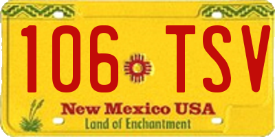 NM license plate 106TSV