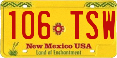 NM license plate 106TSW