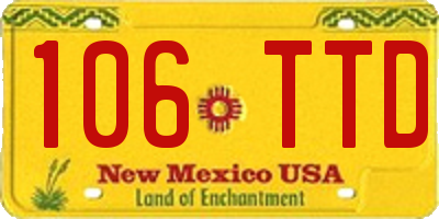 NM license plate 106TTD
