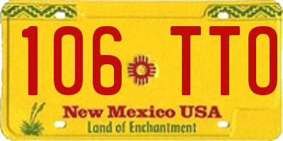 NM license plate 106TTO