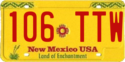 NM license plate 106TTW