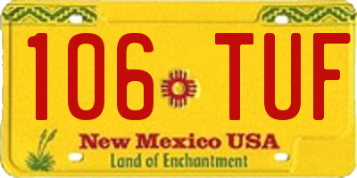 NM license plate 106TUF