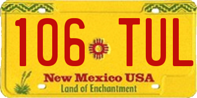 NM license plate 106TUL