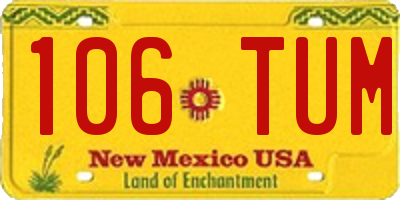 NM license plate 106TUM