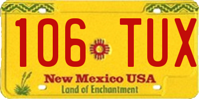NM license plate 106TUX