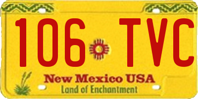 NM license plate 106TVC