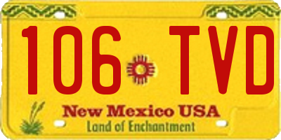 NM license plate 106TVD