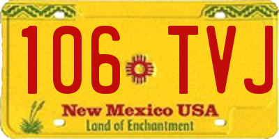 NM license plate 106TVJ