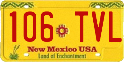 NM license plate 106TVL