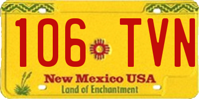 NM license plate 106TVN