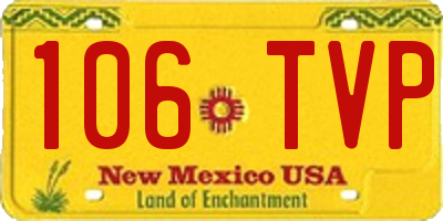 NM license plate 106TVP