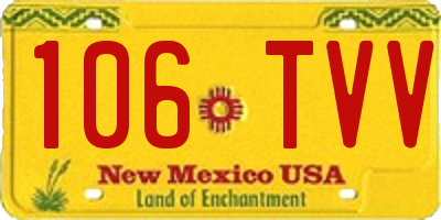 NM license plate 106TVV