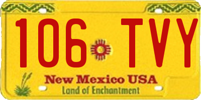 NM license plate 106TVY