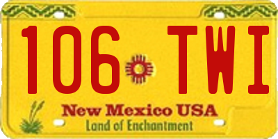 NM license plate 106TWI
