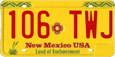 NM license plate 106TWJ