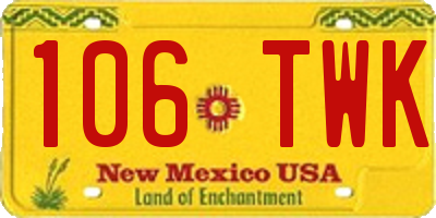 NM license plate 106TWK