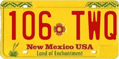 NM license plate 106TWQ