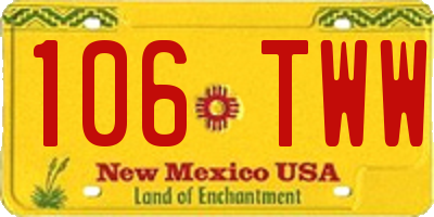 NM license plate 106TWW