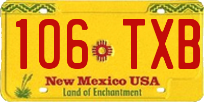 NM license plate 106TXB