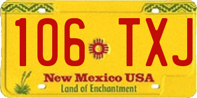 NM license plate 106TXJ