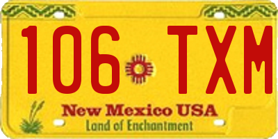 NM license plate 106TXM