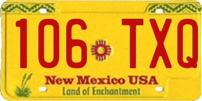 NM license plate 106TXQ