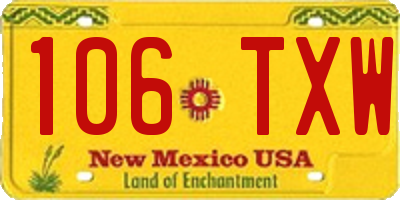 NM license plate 106TXW