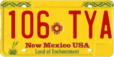 NM license plate 106TYA
