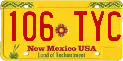 NM license plate 106TYC
