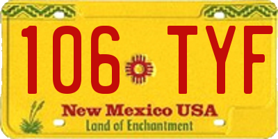 NM license plate 106TYF