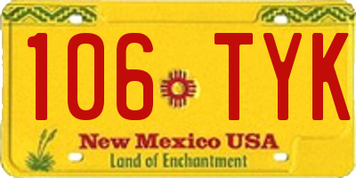 NM license plate 106TYK