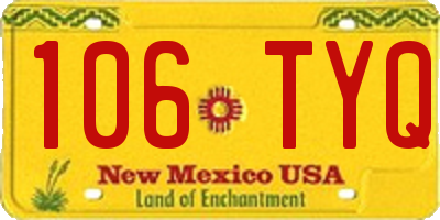 NM license plate 106TYQ